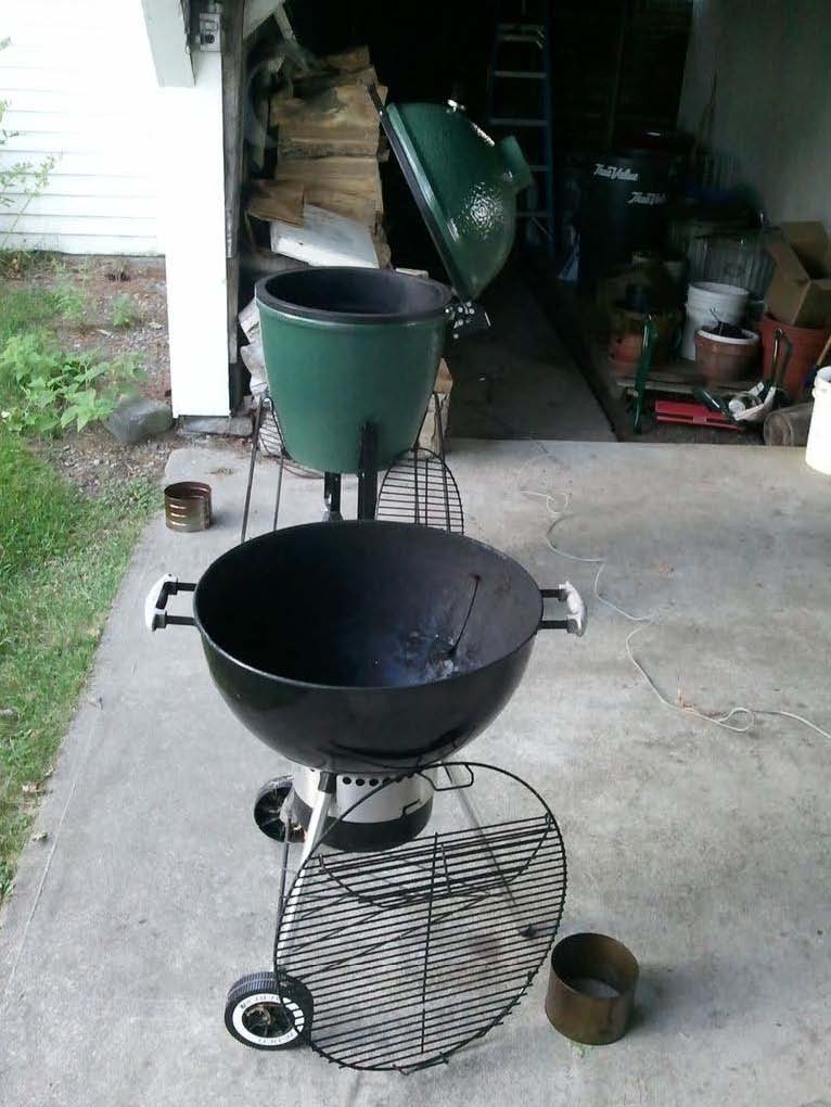 Smaller cans are being used inside this larger grill 