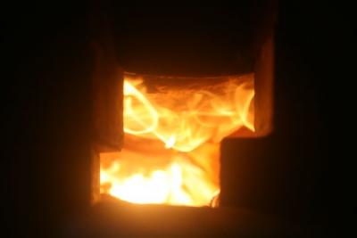 Kiln Fire Under Drum